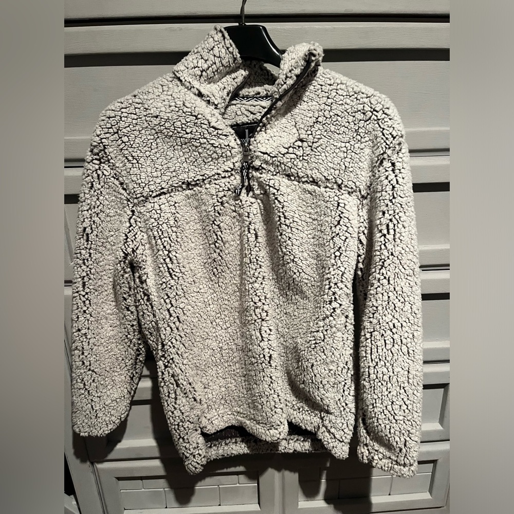 Light Gray Sherpa small quarter zip pullover